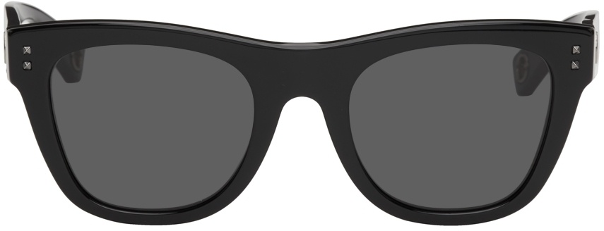 Valentino Garavani Black White 'VLTN' Squared Sunglasses Valentino Garavani