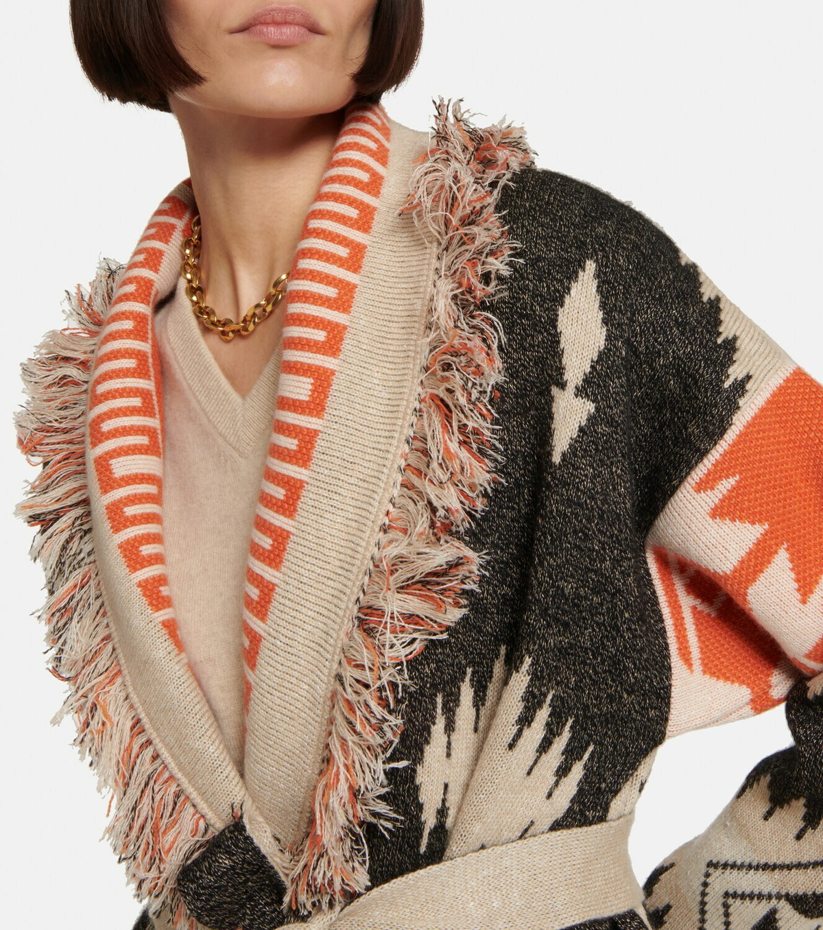 Alanui - Icon jacquard cashmere and linen cardigan