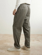 Brunello Cucinelli - Straight-Leg Cotton-Corduroy Drawstring Trousers - Gray