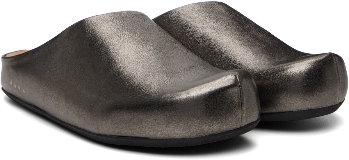 Marni Gunmetal Fussbett Sabot Slip-on Loafers