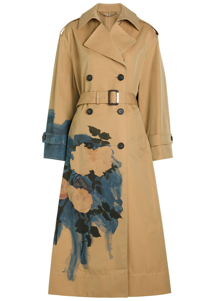 Erdem Printed Belted Cotton Trench Coat Multi Floral