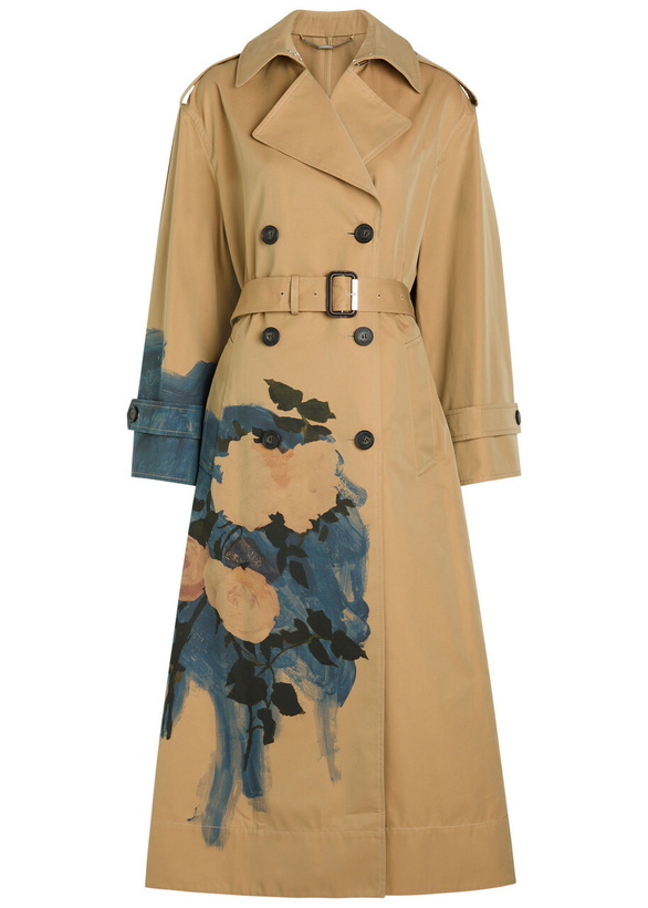 Photo: Erdem Printed Belted Cotton Trench Coat Multi Floral
