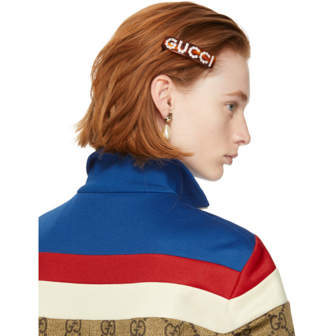 Gucci Crystal Logo Tortoiseshell Hair Barrette