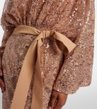 Elie Saab Belted sequined silk-blend gown