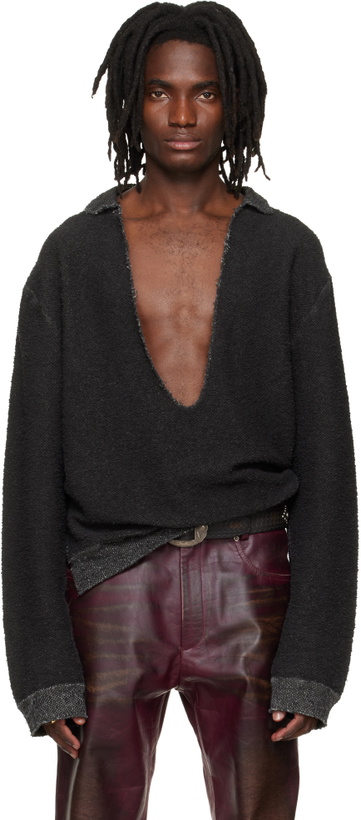 Photo: 424 Black Dropped Shoulder Sweater