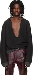 424 Black Dropped Shoulder Sweater