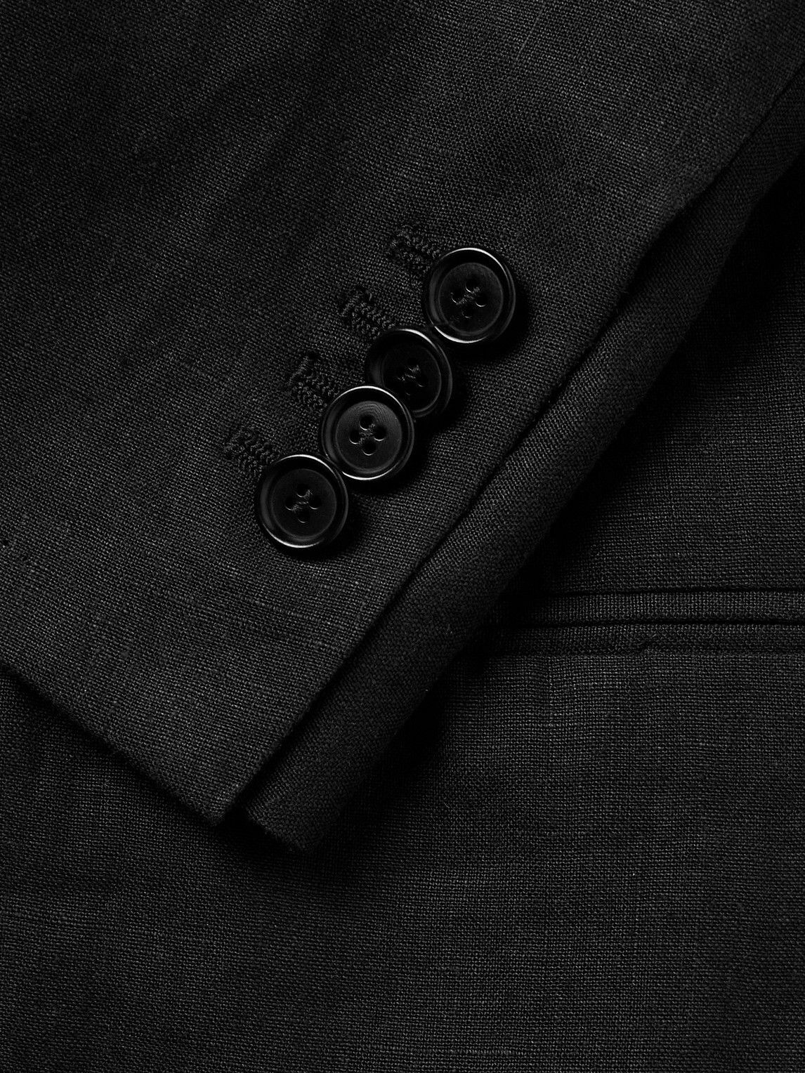 De Petrillo - Cantone Shawl-Collar Double-Breasted Linen Tuxedo Jacket - Black