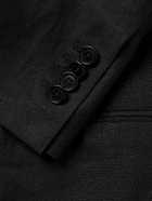 De Petrillo - Cantone Shawl-Collar Double-Breasted Linen Tuxedo Jacket - Black