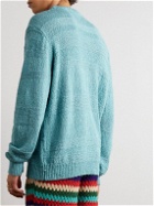 The Elder Statesman - Cotton, Linen and Silk-Blend Sweater - Blue
