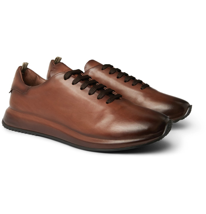 Photo: Officine Creative - Race Lux Burnished-Leather Sneakers - Brown