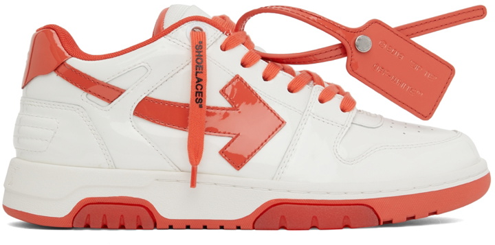 Photo: Off-White White & Red Out Of Office 'OOO' Sneakers