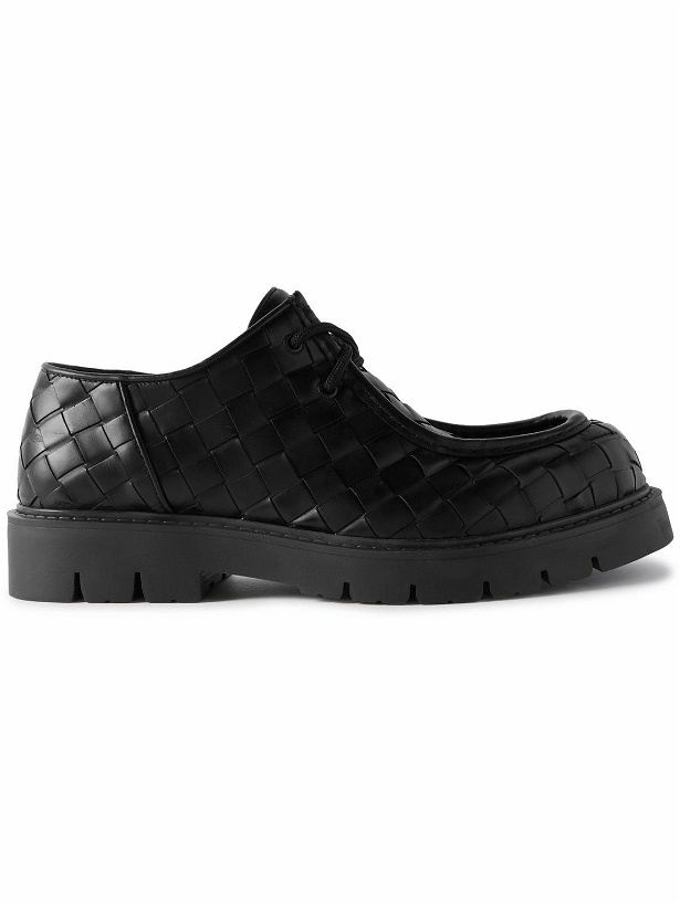 Photo: Bottega Veneta - Intrecciato Leather Derby Shoes - Black