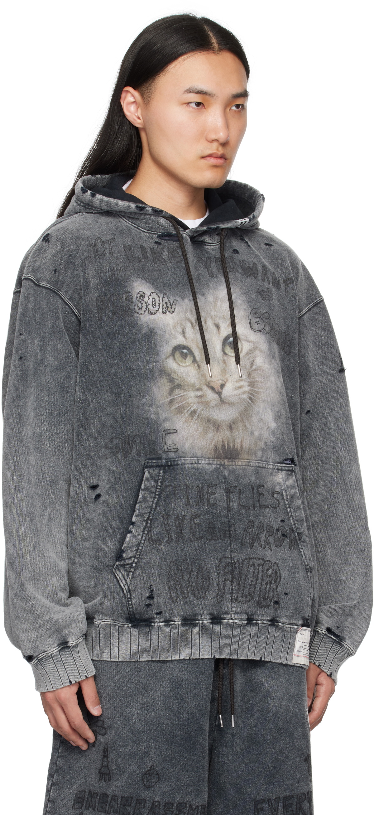 MIHARA YASUHIRO 国内買付 Bleached Cat Print Hoodie Maison MIHARA YASUHIRO ONLINE STORE（ミハラヤスヒロ