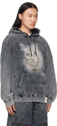 Maison MIHARA YASUHIRO Black Bleached Cat Print Hoodie
