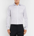 Brioni - Light-Grey Slim-Fit Cutaway-Collar Striped Cotton-Poplin Shirt - Men - Light gray