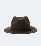 Zegna Leather-trimmed wool fedora
