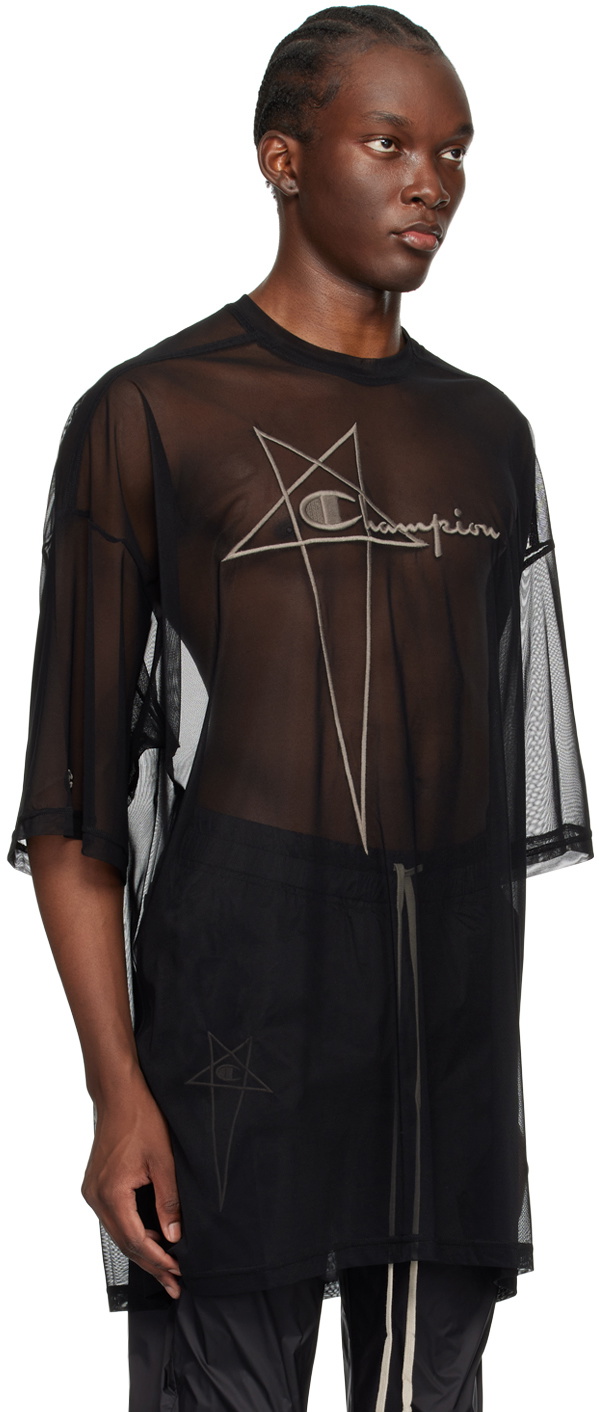 【RICK OWENS】ブラック Championエディション  Tシャツ Rick Owens: ブラック Championエディション Tommy Tシャツ