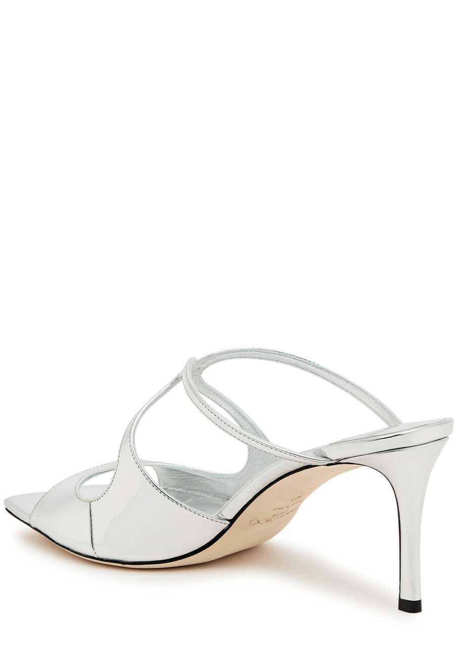 Jimmy Choo Anise 75 Metallic Leather Mules Silver Jimmy Choo