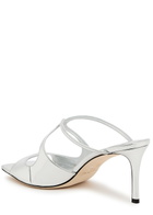 Jimmy Choo Anise 75 Metallic Leather Mules Silver