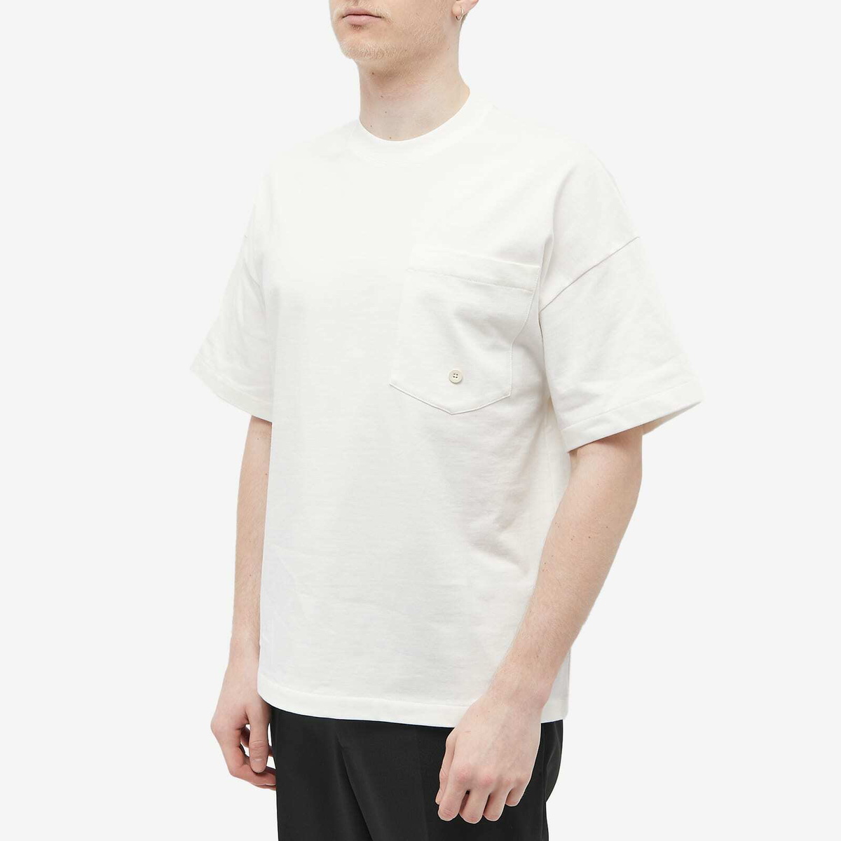 Jil Sander Men's Beaded Detail T-Shirt in Natural Jil Sander