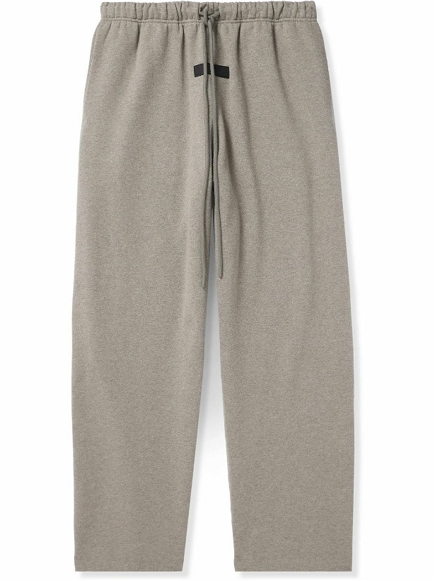 Photo: FEAR OF GOD ESSENTIALS - Wide-Leg Logo-Appliquéd Cotton-Blend Jersey Sweatpants - Gray