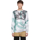 Eckhaus Latta White and Green Warped Yosemite Lapped Long Sleeve T-Shirt