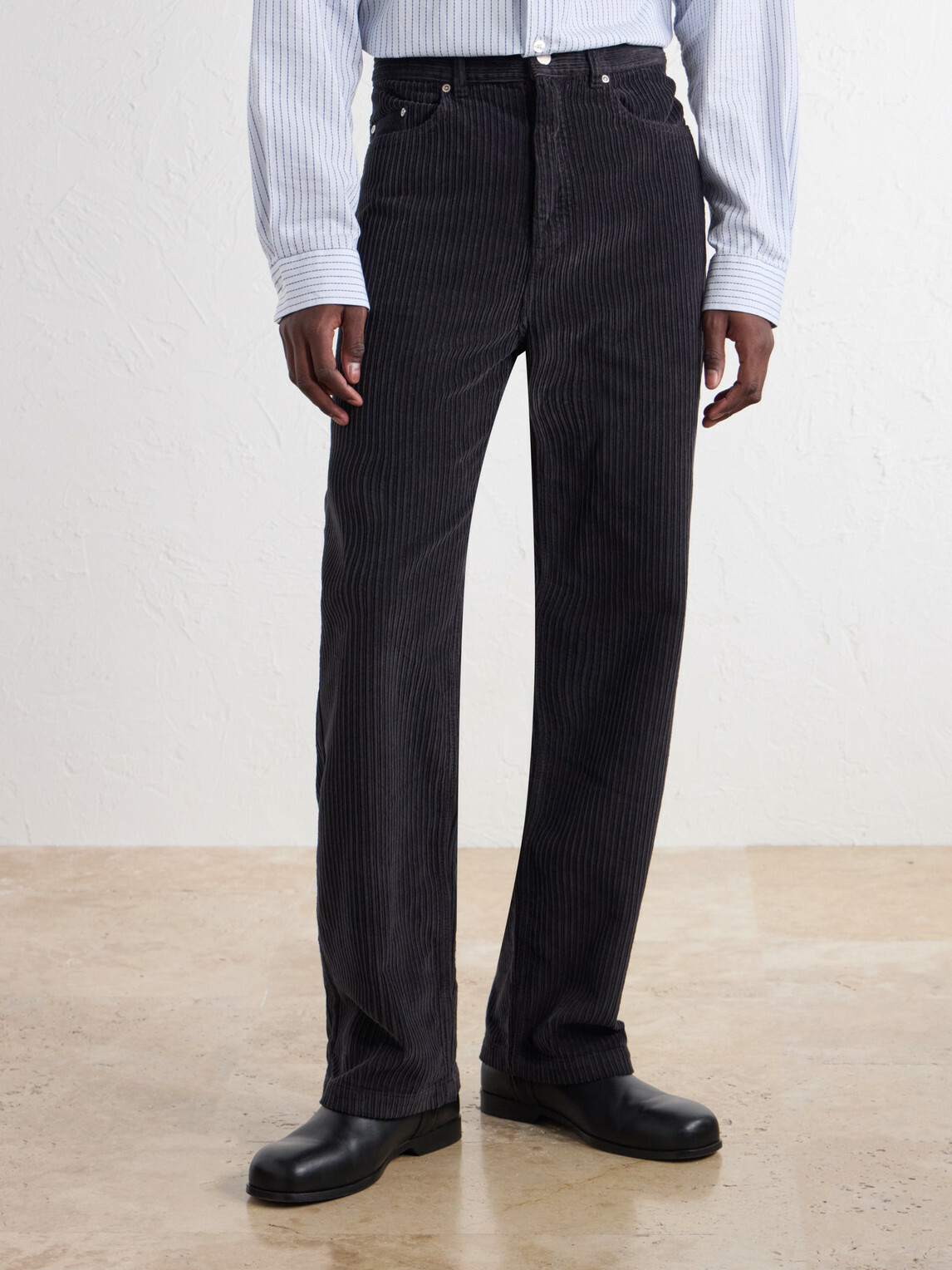 mfpen - Straight-Leg Cotton-Corduroy Trousers - Black