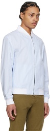 BOSS White & Blue Slim-Fit Bomber Jacket