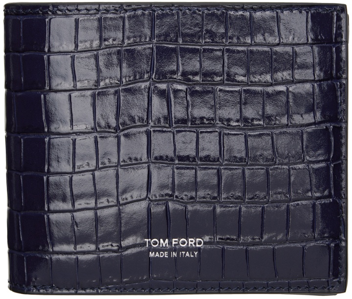 Photo: TOM FORD Navy Croc-Embossed Wallet