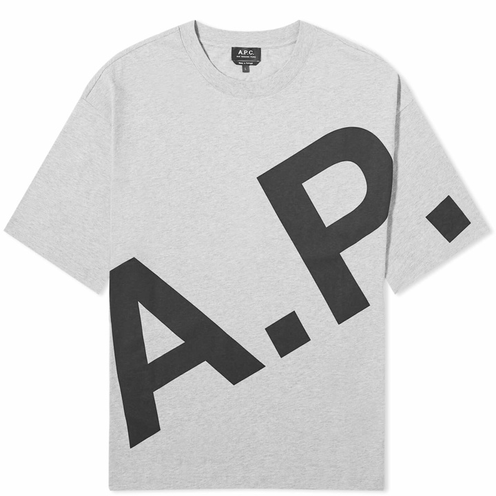 Photo: A.P.C. Men's Cory All Over Logo T-Shirt in Heather Grey