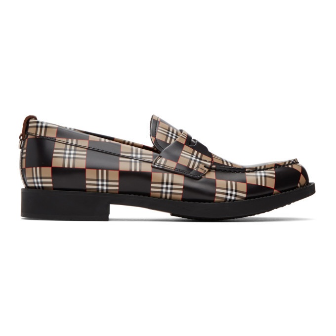 Photo: Burberry Black and Beige Emile Checkerboard Loafers