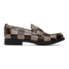Burberry Black and Beige Emile Checkerboard Loafers