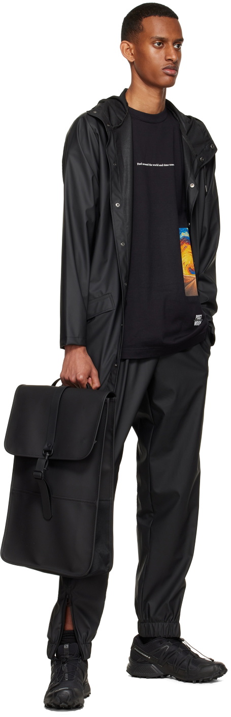 RAINS Black Polyester Coat