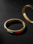Foundrae - Internal Compass and Resilience Set of Two Gold and Enamel Rings - Gold