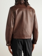 SECOND / LAYER - Leather Trucker Jacket - Brown