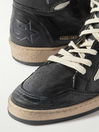 Golden Goose - Sky Star Distressed Leather High-Top Sneakers - Black