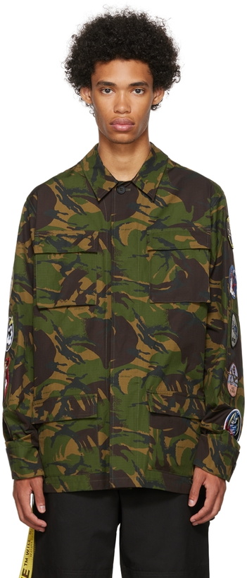 Photo: Off-White Green Camou Patch Field Jacket