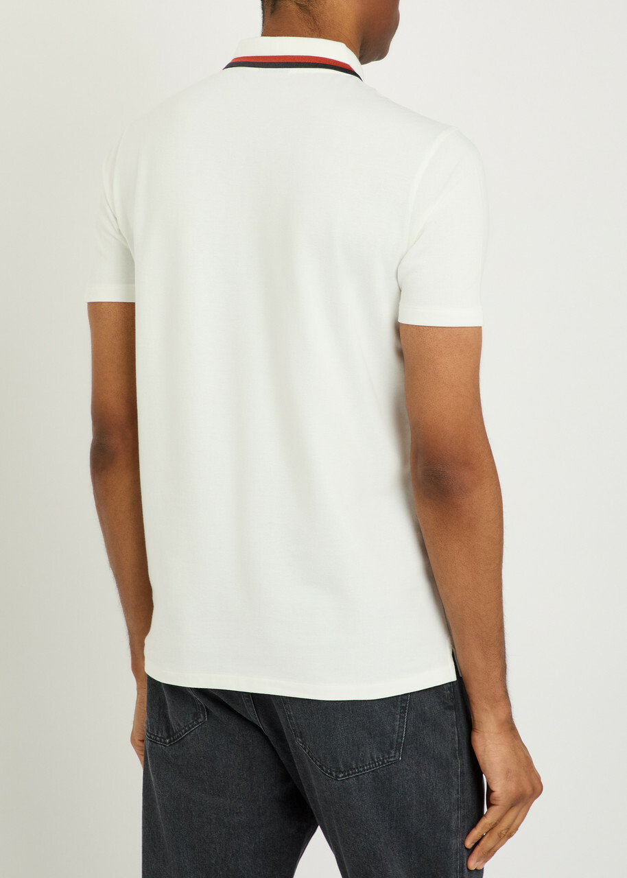PS Paul Smith Striped-trim Stretch-cotton Polo Shirt White