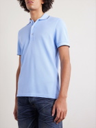 TOM FORD - Contrast-Tipped Lyocell-Piqué Polo Shirt - Blue