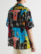 Wacko Maria - Jean-Michel Basquiat Camp-Collar Printed Woven Shirt - Black