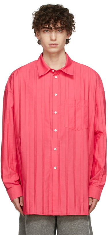 Photo: Jacquemus Pink La Montagne 'La Chemise Plissée' Shirt