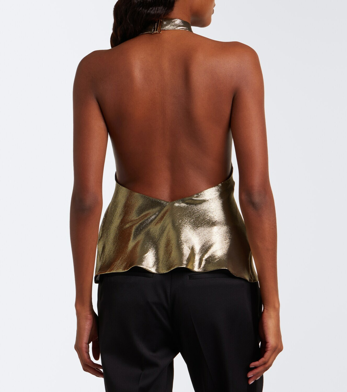 Balmain Draped halterneck silk-blend top