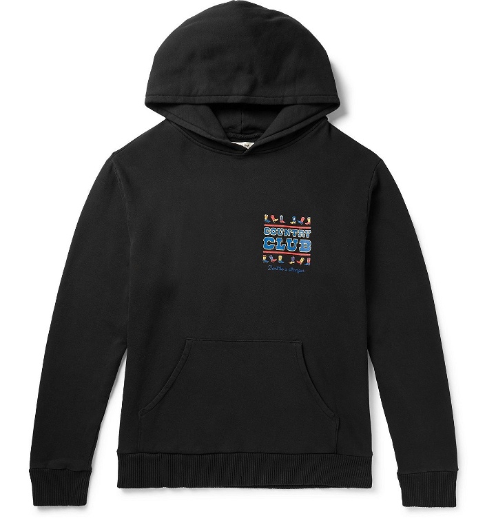 Photo: Pasadena Leisure Club - Country Club Enzyme-Washed Printed Fleece-Back Cotton-Jersey Hoodie - Black