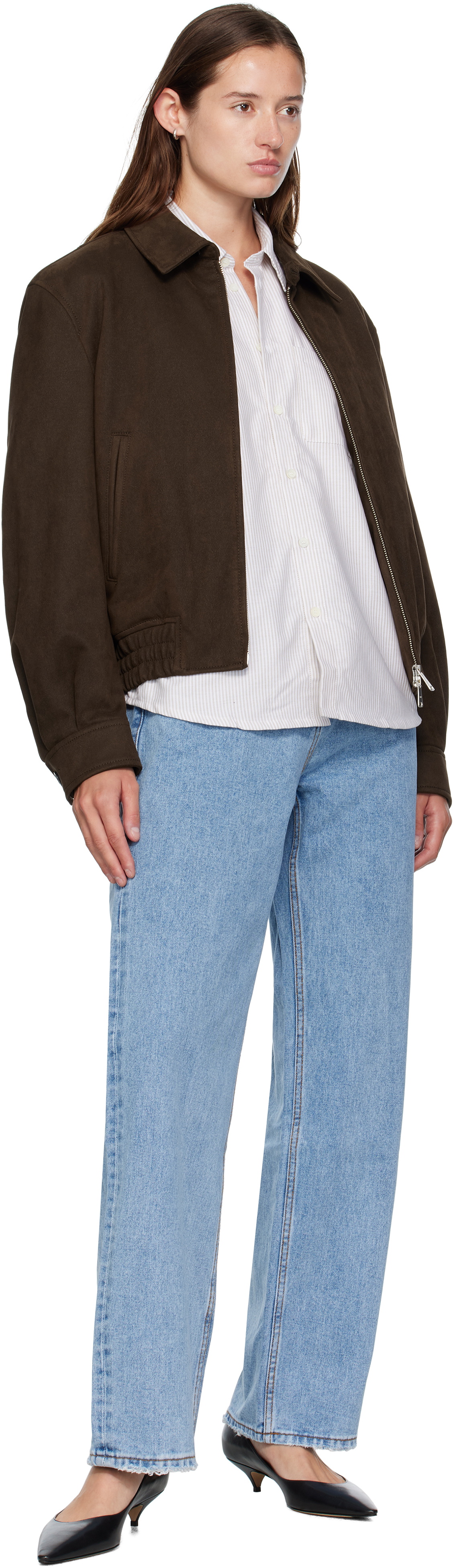 COOR Brown Quilted Swing Top Faux-Suede Jacket