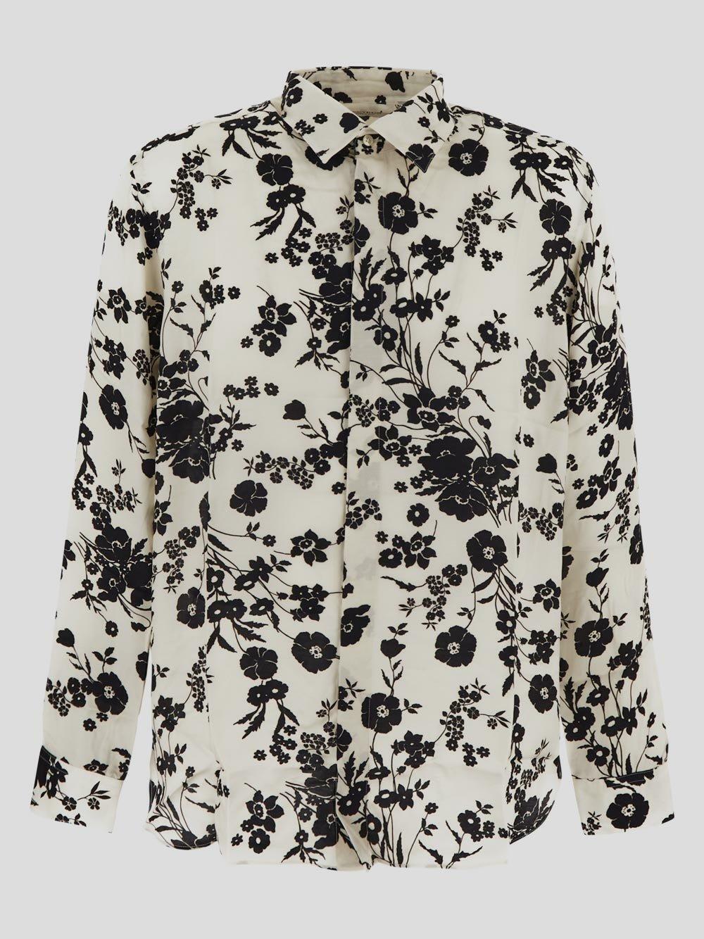 Laneus Floral Print Long Sleeve Shirt