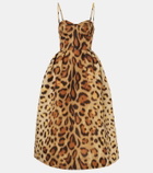 Oscar de la Renta Animal-print faille bustier dress