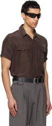 TONYWACK Brown Washed Rayon Pearl Snap Shirt