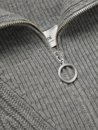 AMI PARIS - Ribbed Virgin Wool Half-Zip Sweater - Gray