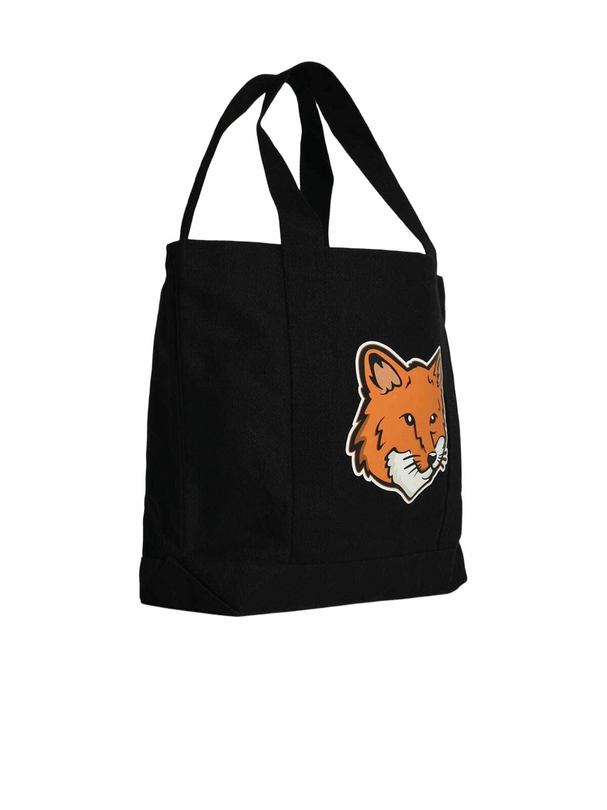Maison Kitsuné fox Head Black Cotton Shopping Bag