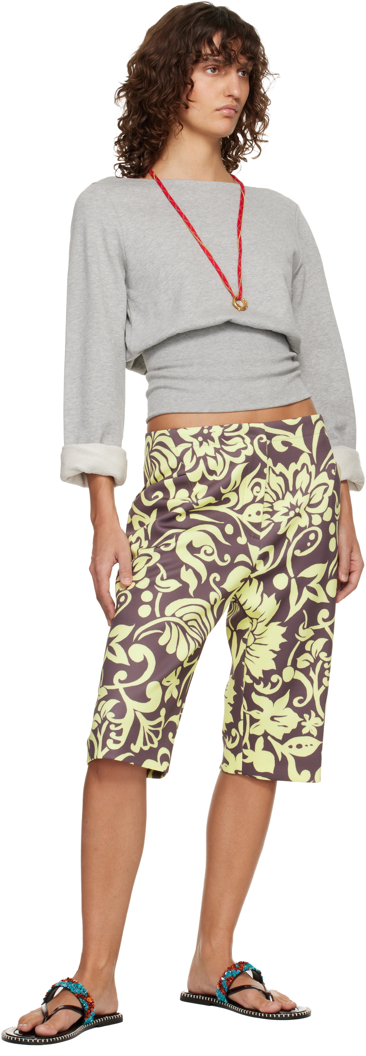 Dries Van Noten Brown & Yellow Patterned Shorts